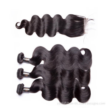 3 Bundles Unprocessed Brazilian Body Wave Virgin Hair With Closure Human Hair Bundles In Bulk